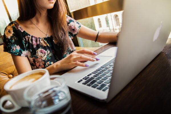 A woman using her laptop