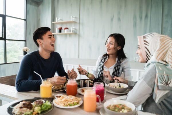 a group of friends having lunch together
