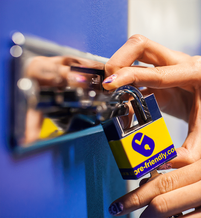 Blue door with padlock